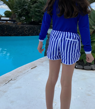 Charger l'image dans la galerie, Short de Bain anti-UV - Rayé Blanc/Bleu