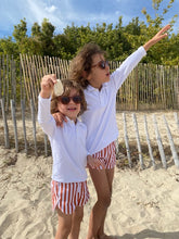 Charger l'image dans la galerie, Short de Bain anti-UV - Rayé Blanc/Rouille