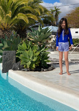 Charger l'image dans la galerie, Short de Bain anti-UV - Rayé Blanc/Bleu