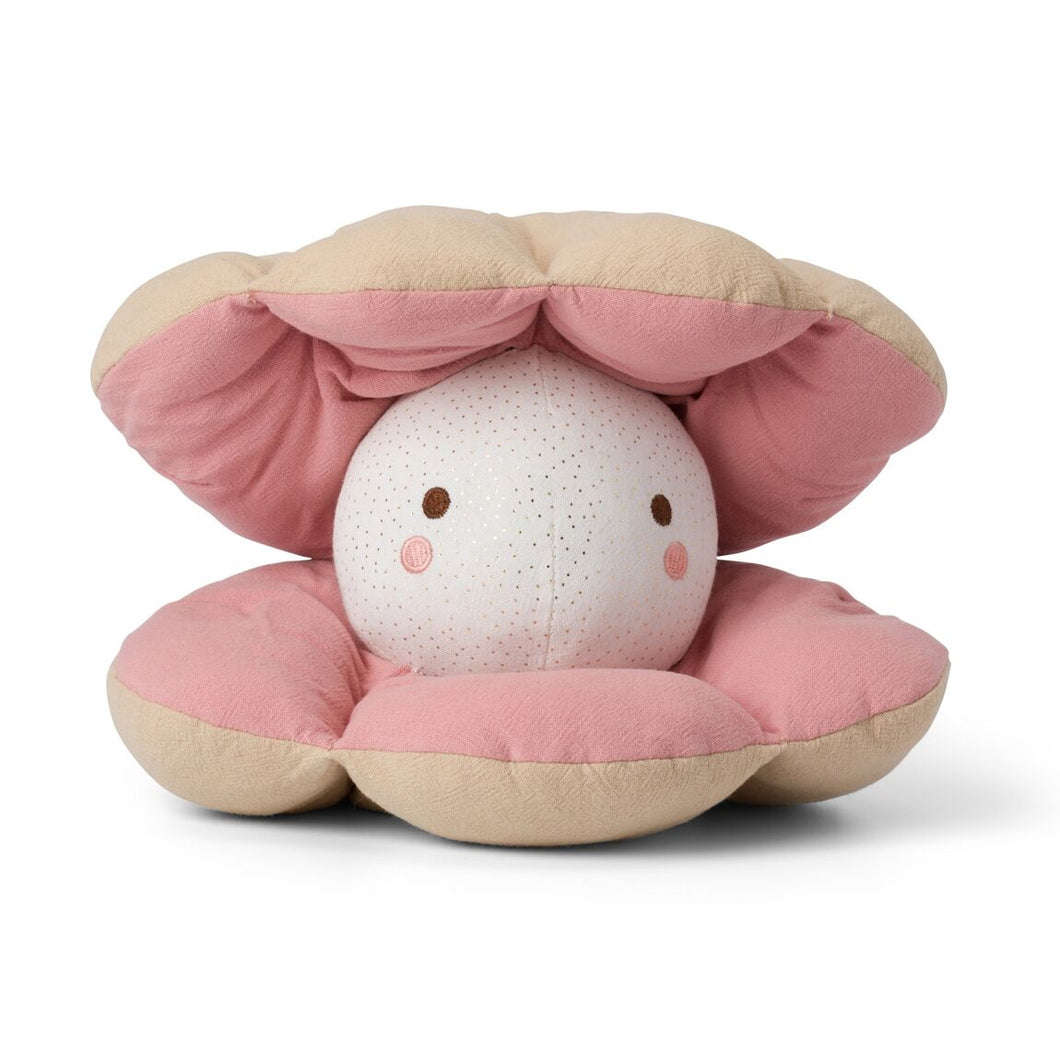 Peluche Grande huître rose et sa perle