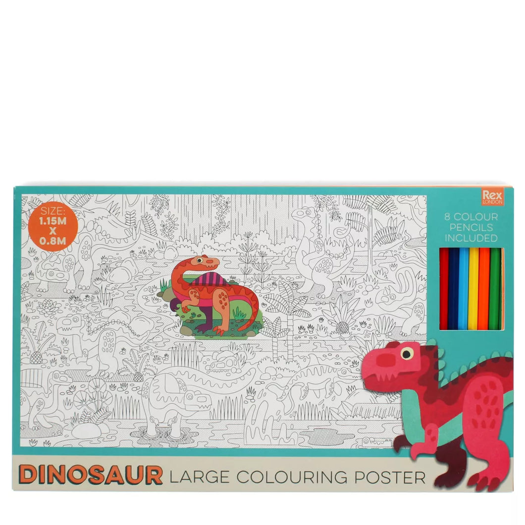 Grand poster à colorier + crayons - Bébés Dinosaures