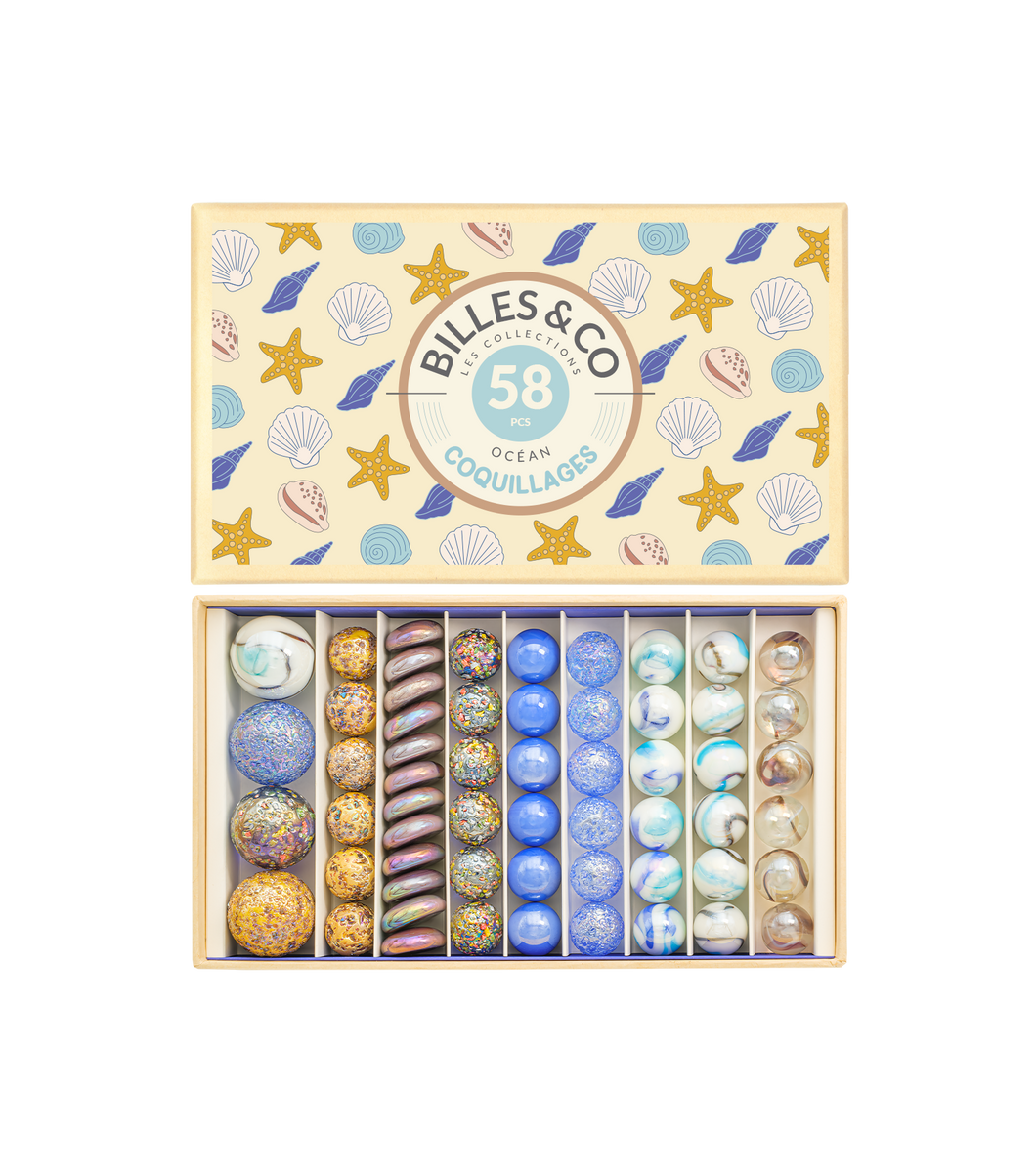 Coffret de 58 billes - Coquillages