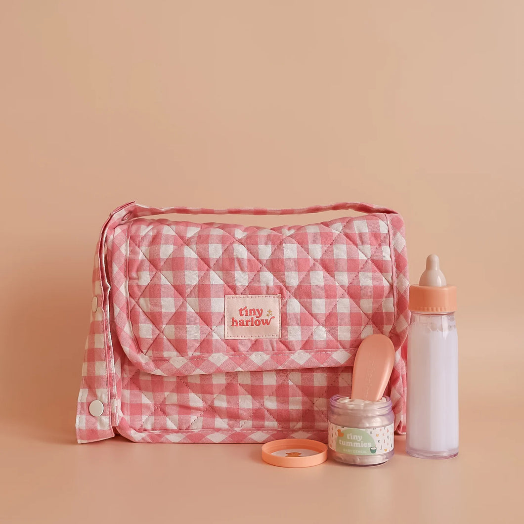 Coffret Sac à Langer poupée - Vichy rose