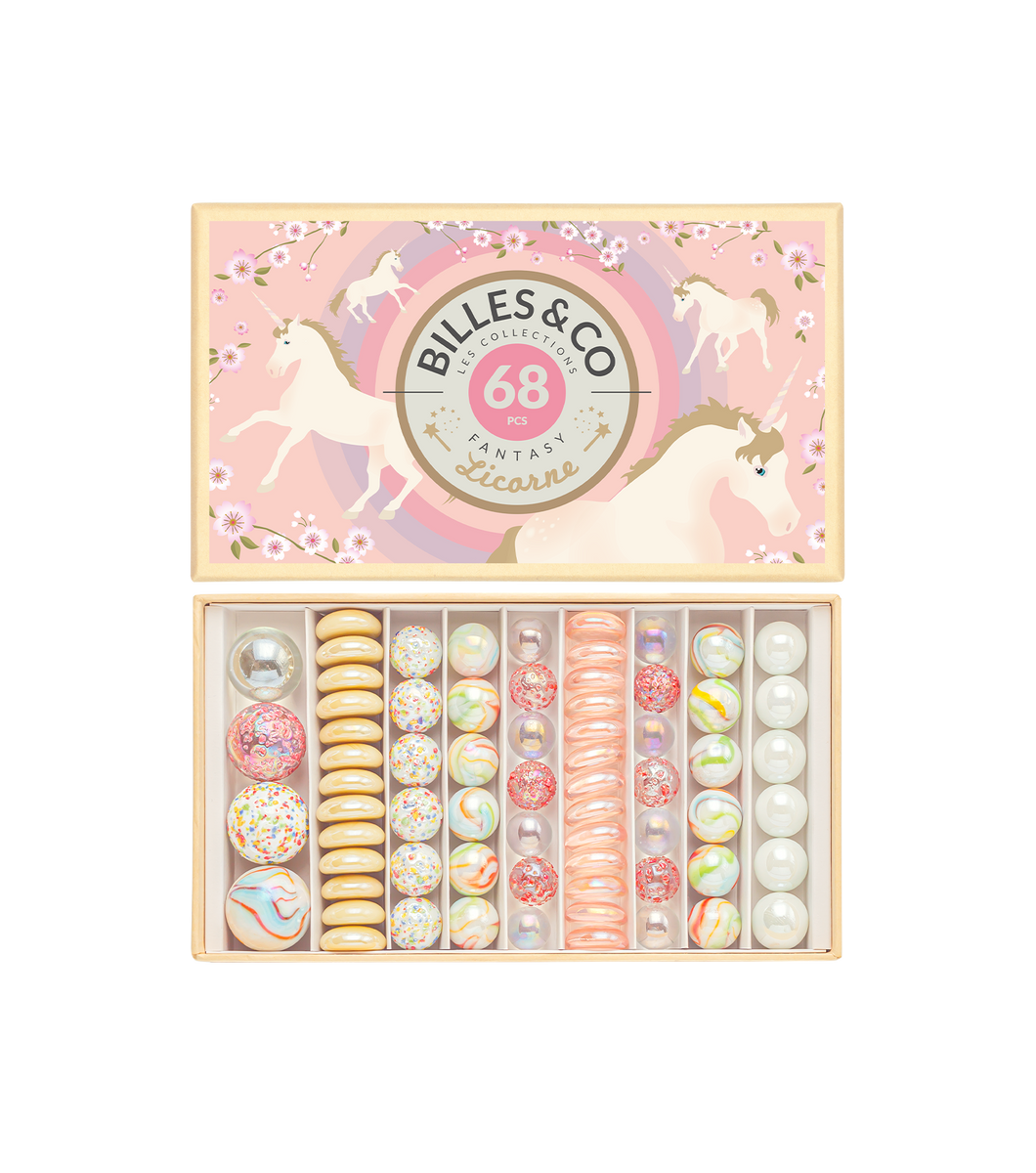 Coffret de 68 billes - Licorne