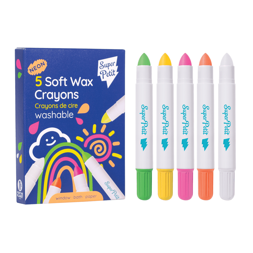 Crayons de cire tout doux pour baignoire/vitre/miroir/papier - Fluo