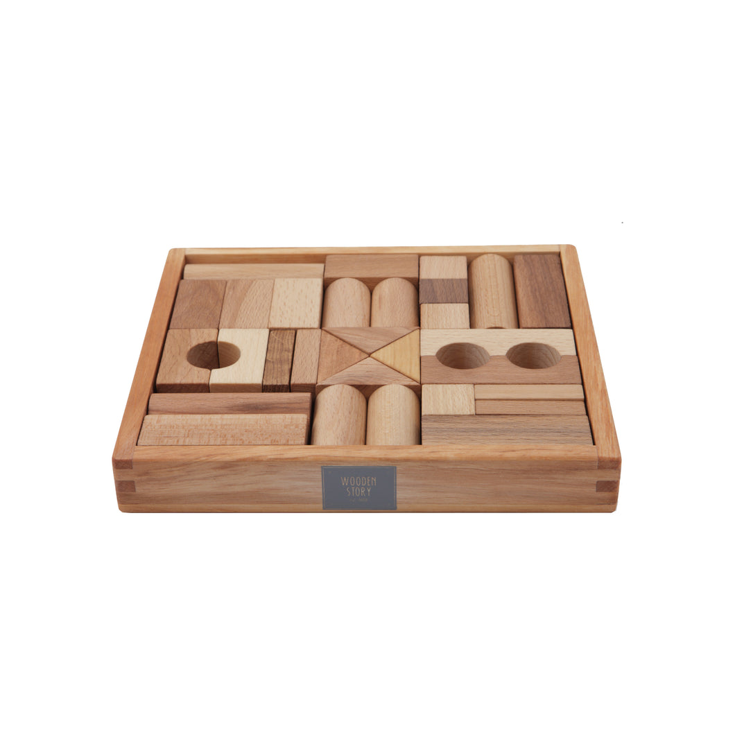 Blocs en bois naturel - 30 pièces
