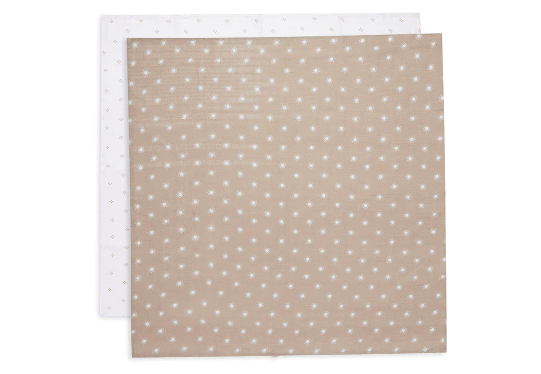 Lot de 2 langes en gaze de coton - Pointelle & Sun Biscuit